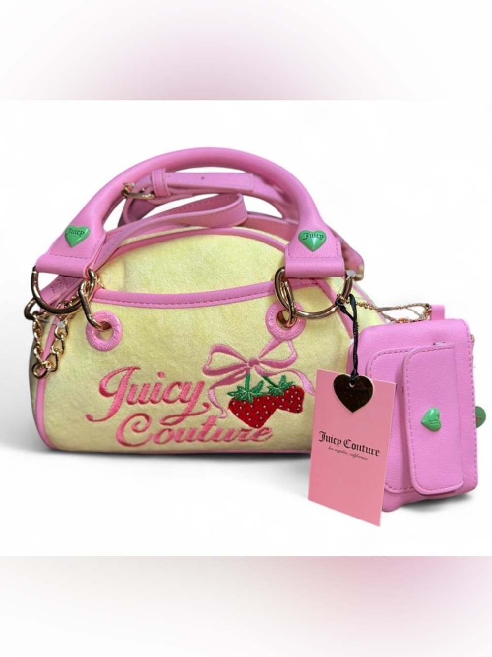 Juicy Couture “Retro Strawberry Satchel”, yellow/pink